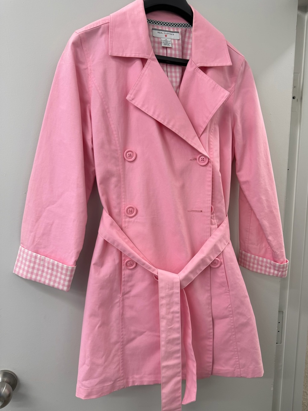 Girls' Pink Double-Breasted Trench Coat - Kids Jackets & Coats